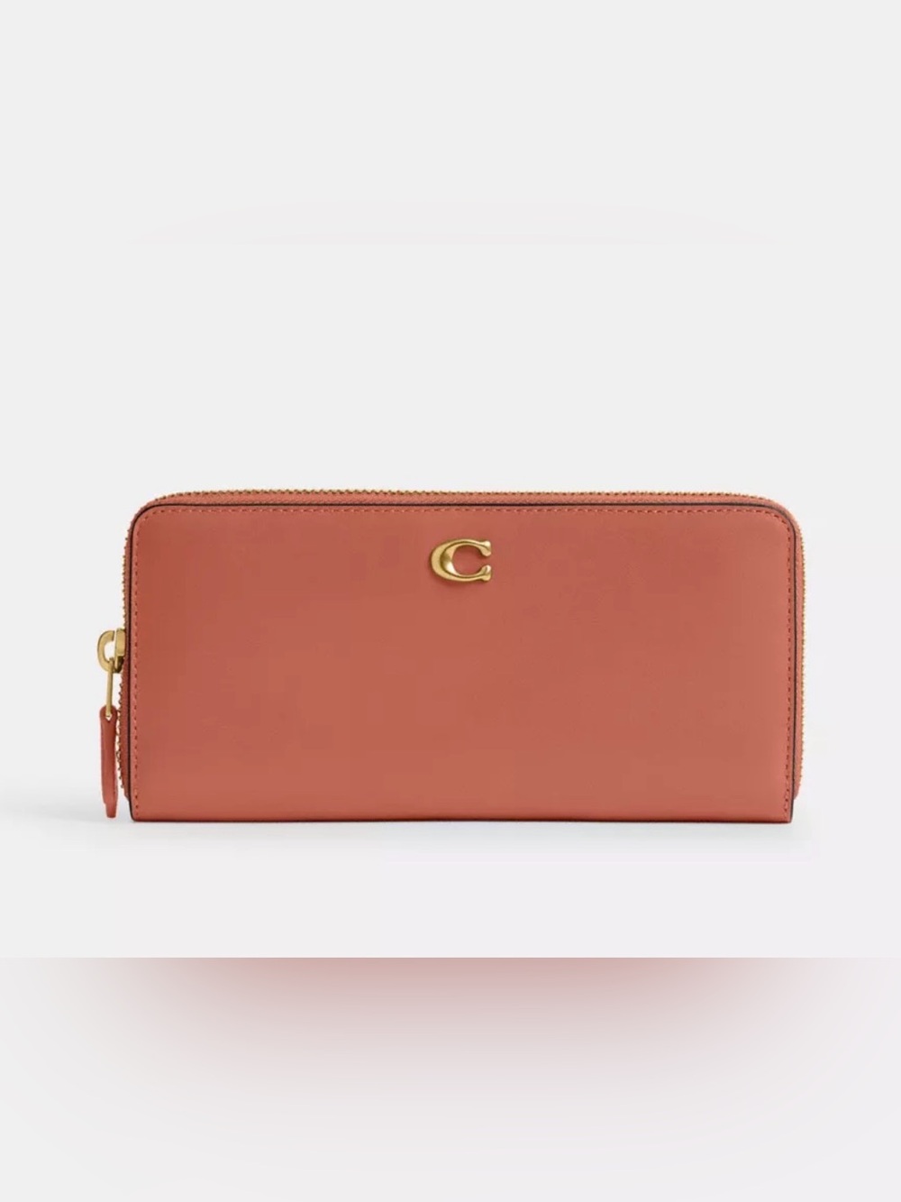 Coach Leather Essential Slim Accordion Zip Wallet - colour Dark Peach